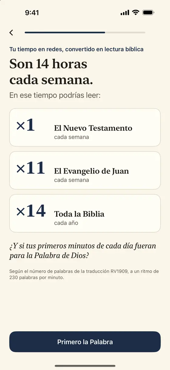 Pantalla de Psalmlock: tu tiempo en redes convertido en lectura bíblica