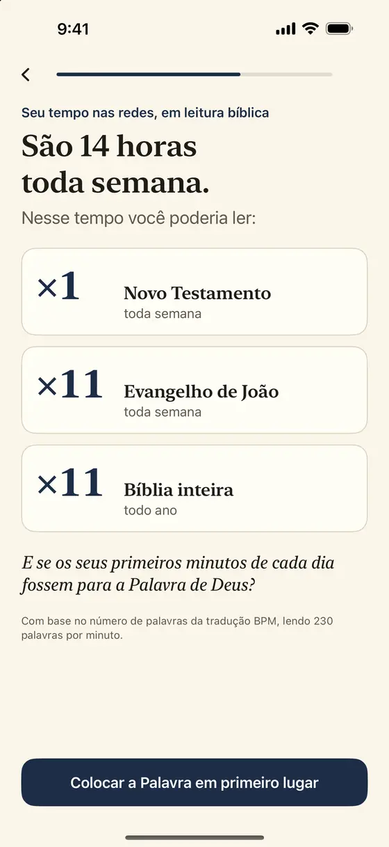 Tela do Psalmlock: seu tempo nas redes convertido em leitura bíblica